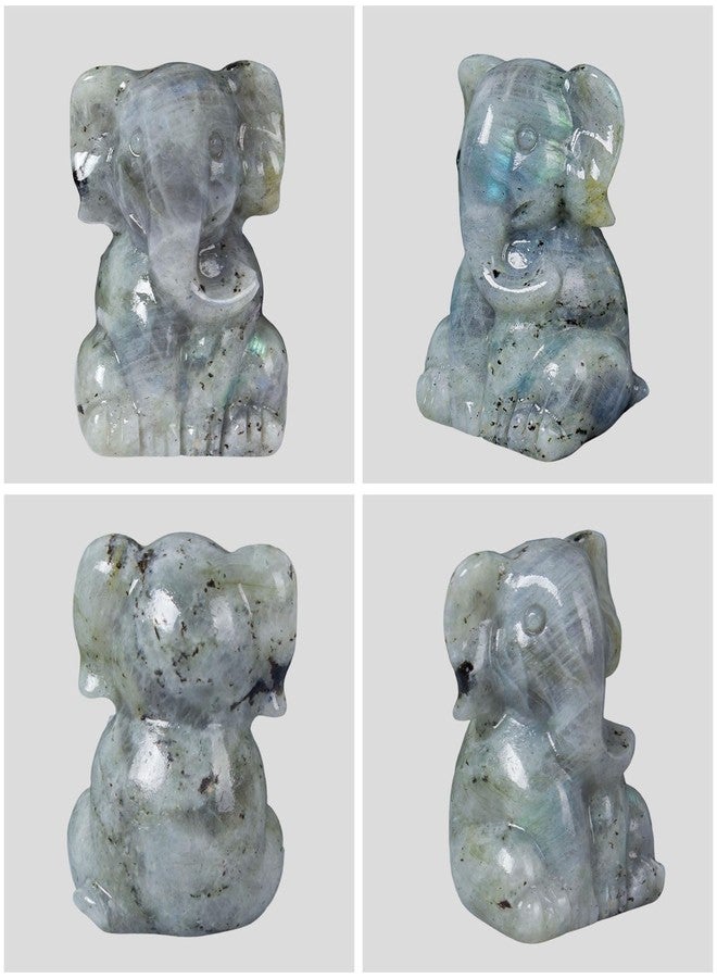Ytbeoxk 2 Inch Crystal Elephant Decor Statues, Labradorite Cute Sitting Elephant Figurines, Reiki Healing Crystal Carved Animal Statues, Home Office Desk Hand Carved Decor Gifts for Women - Image 3